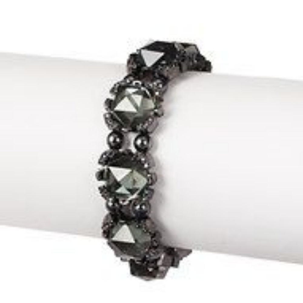 LOFT - Faceted Gem Stretch Bracelet in Gunmetal